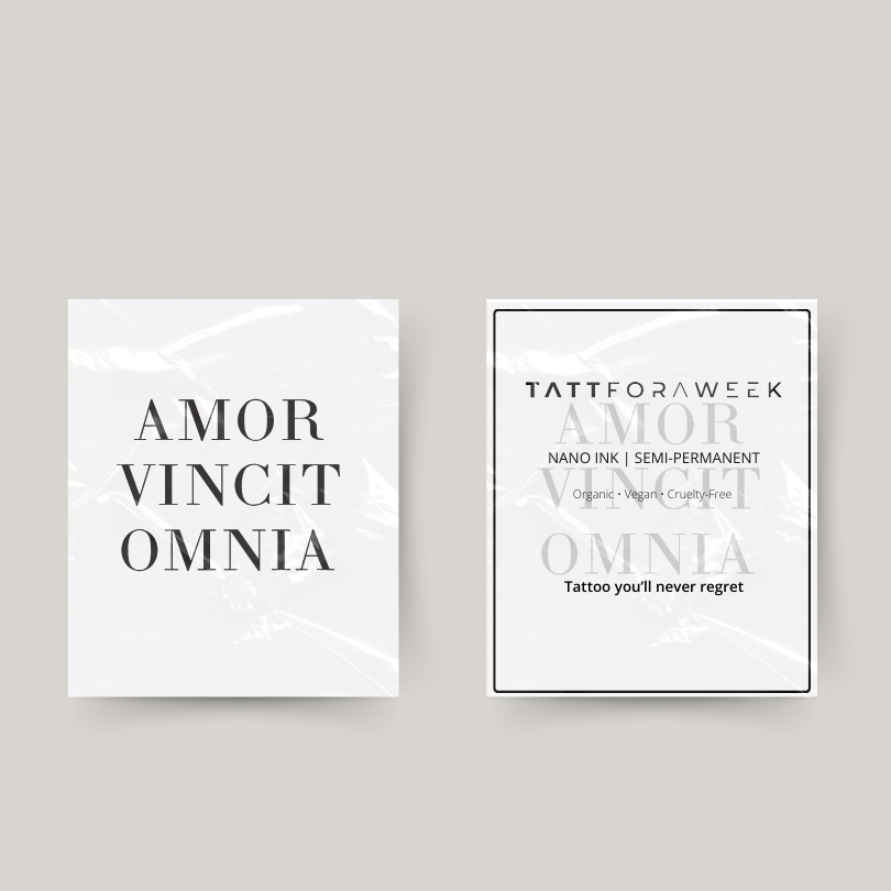 Tymczasowy tatuaż amor vincit omnia