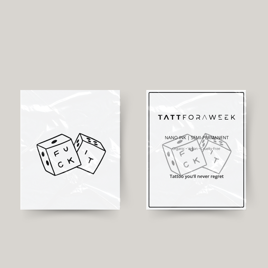 Tymczasowy tatuaż kostki do gry fuck it