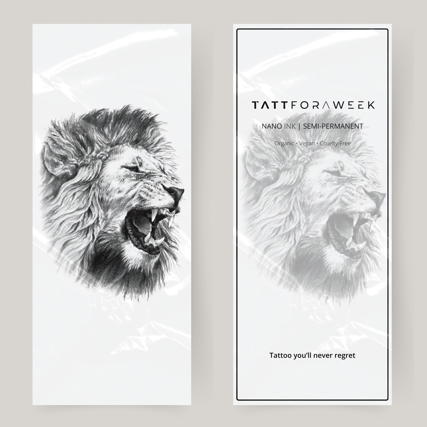 Duży fałszywy tatuaż ryczący lew