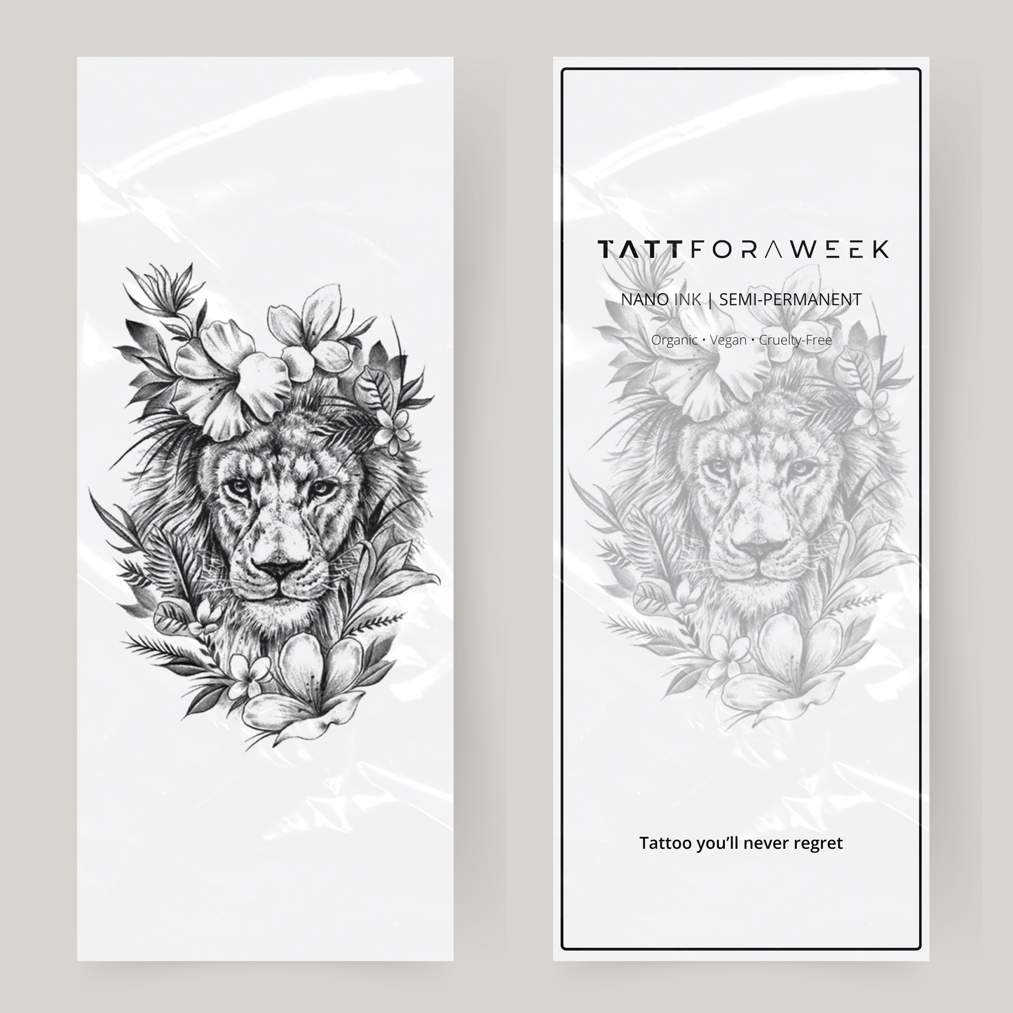 Duży fałszywy tatuaż tygrysa z kwiatami