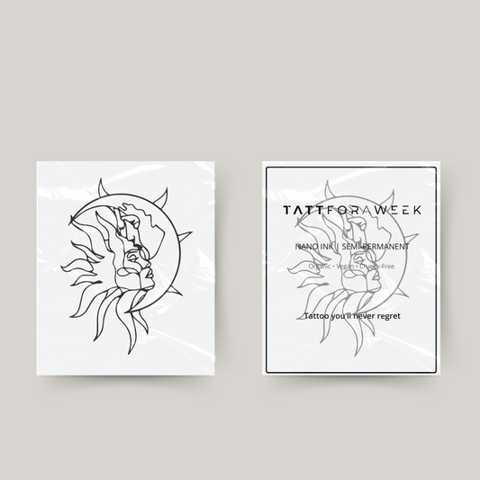 Tymczasowy tatuaż człowiek, słońce i księżyc