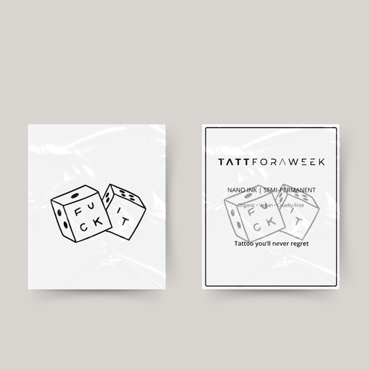 Tymczasowy tatuaż kostki do gry fuck it