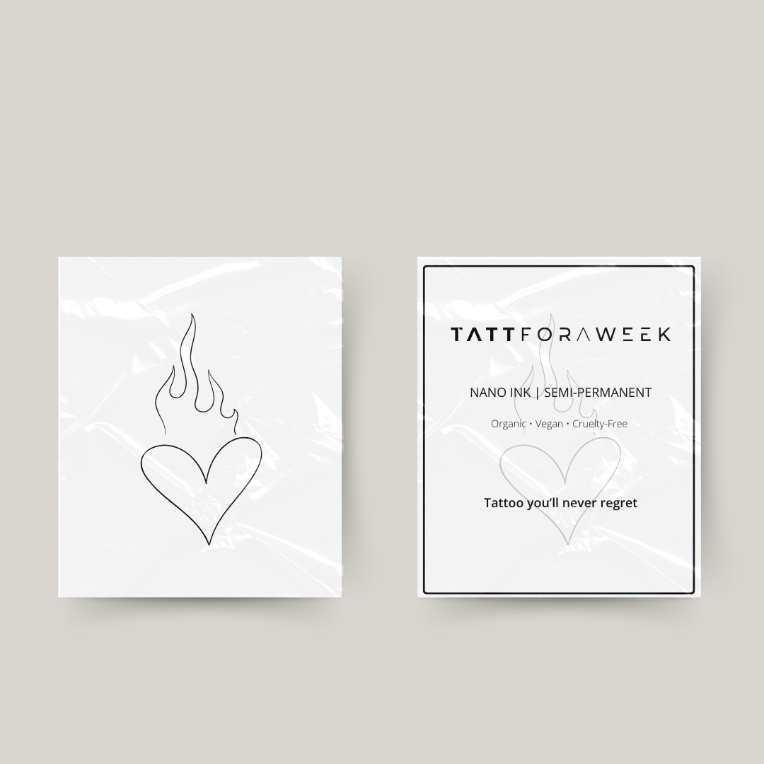 Tymczasowy tatuaż serce w ogniu
