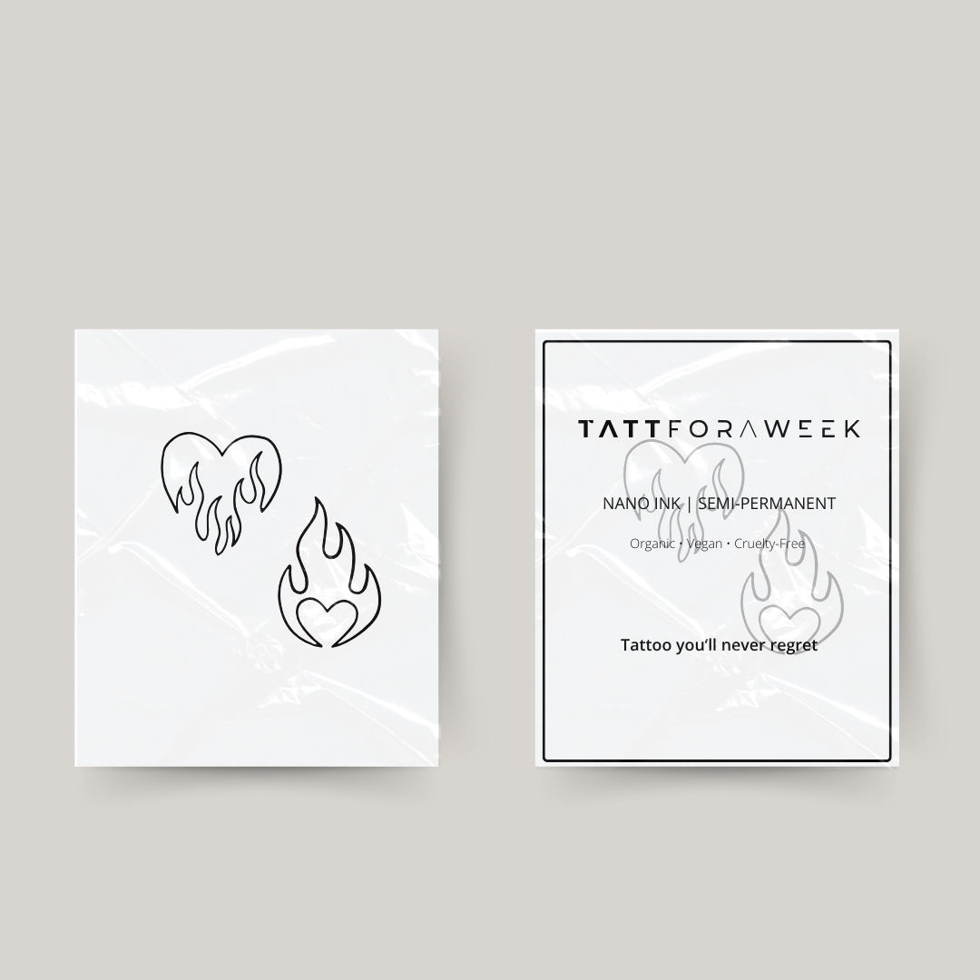 Tymczasowy tatuaż dopasowujący płonące serduszka
