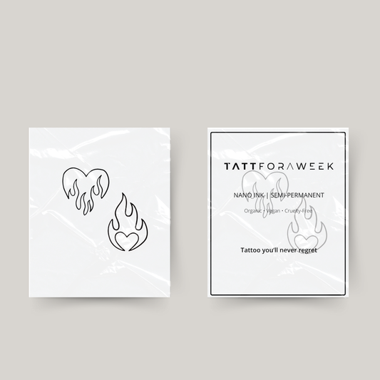 Tymczasowy tatuaż dopasowujący płonące serduszka