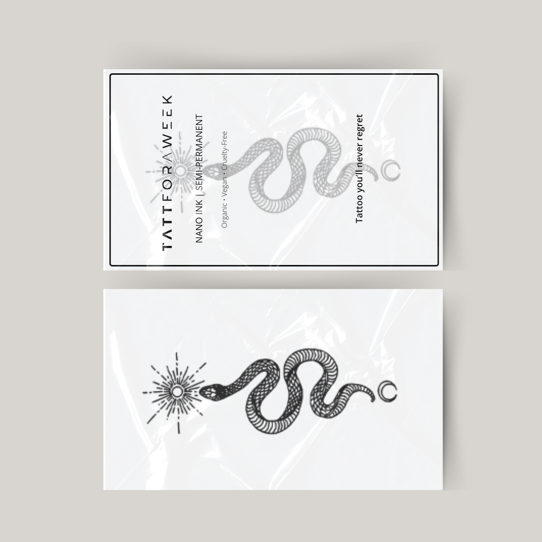 Tymczasowy tatuaż węża, słońca i księżyca