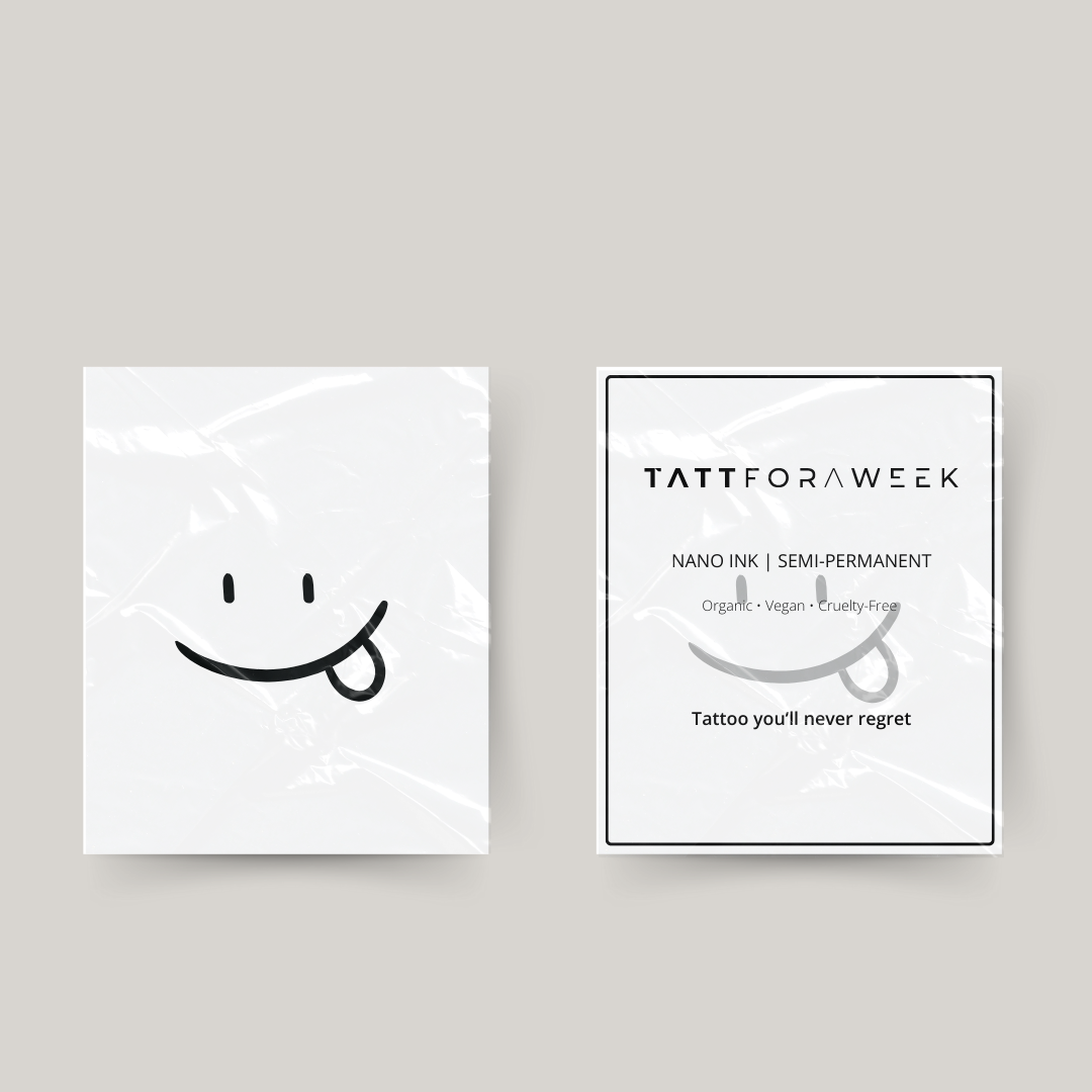 Tymczasowy tatuaż uśmiechnięta buźka z językiem