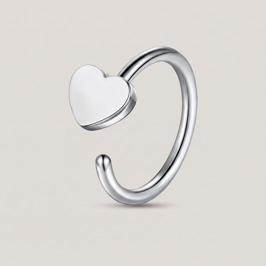 Nep neusring hartje zilver