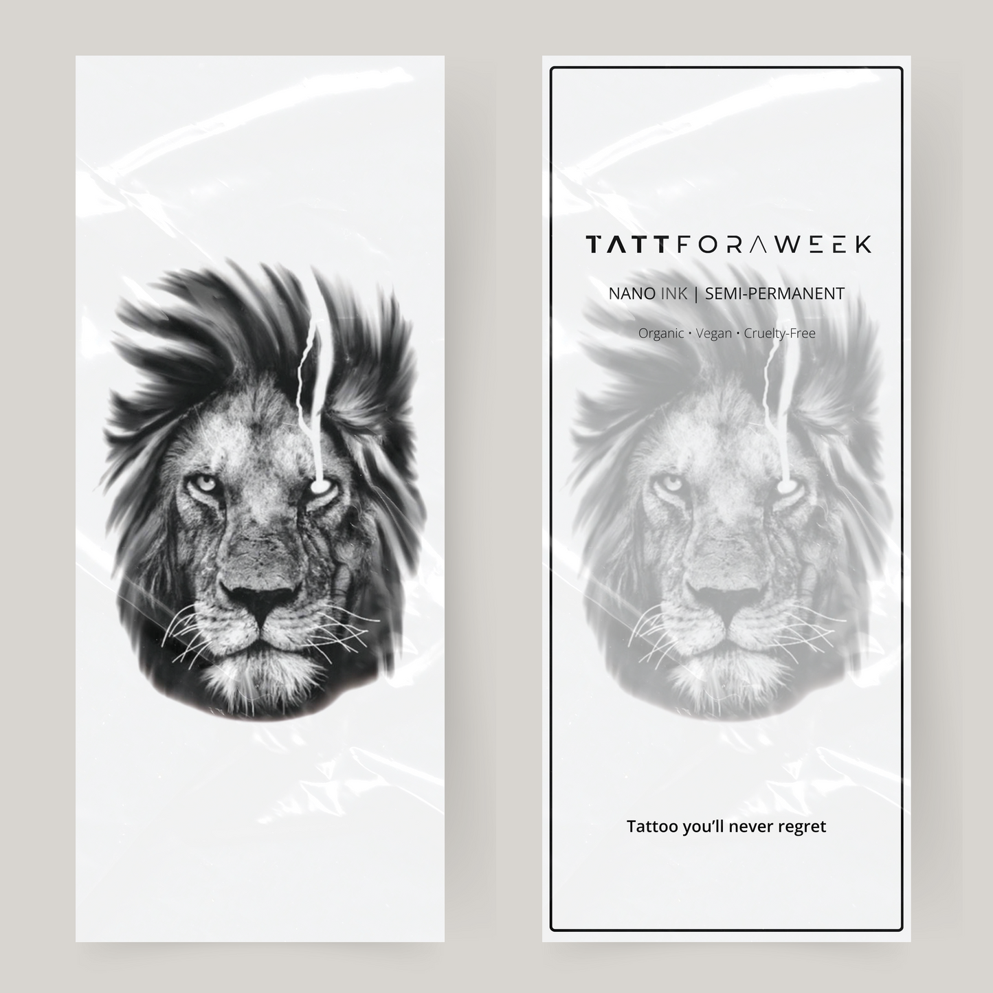 Duży fałszywy tatuaż wściekły lew