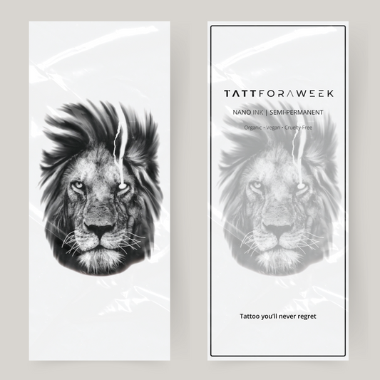 Duży fałszywy tatuaż wściekły lew