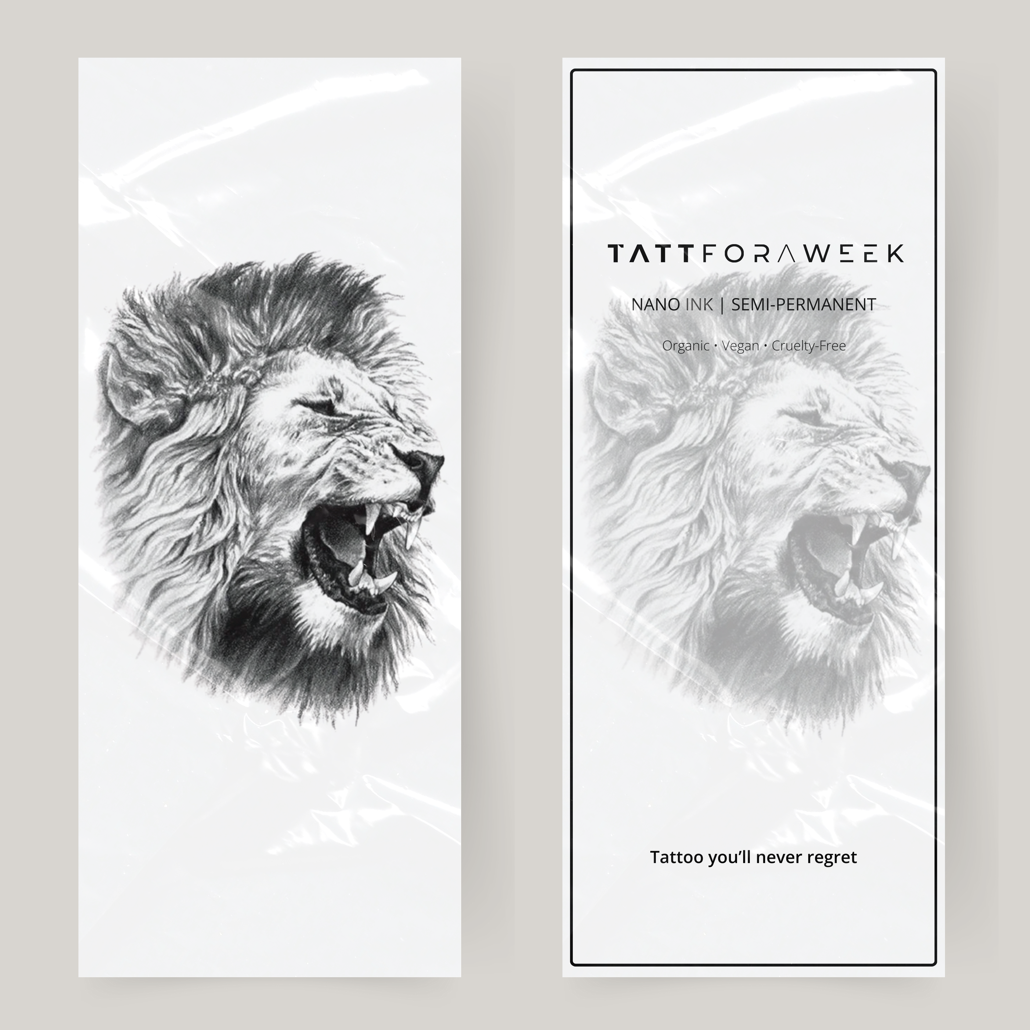 Duży fałszywy tatuaż ryczący lew