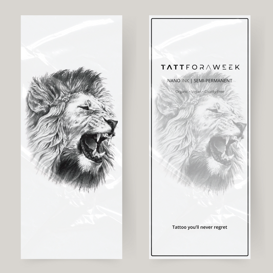 Duży fałszywy tatuaż ryczący lew