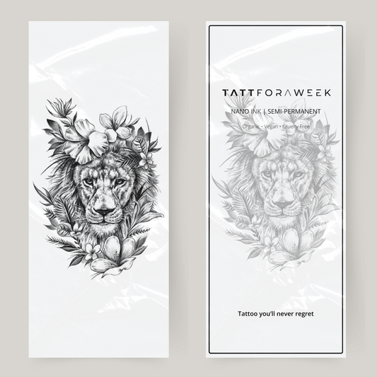 Duży fałszywy tatuaż tygrysa z kwiatami