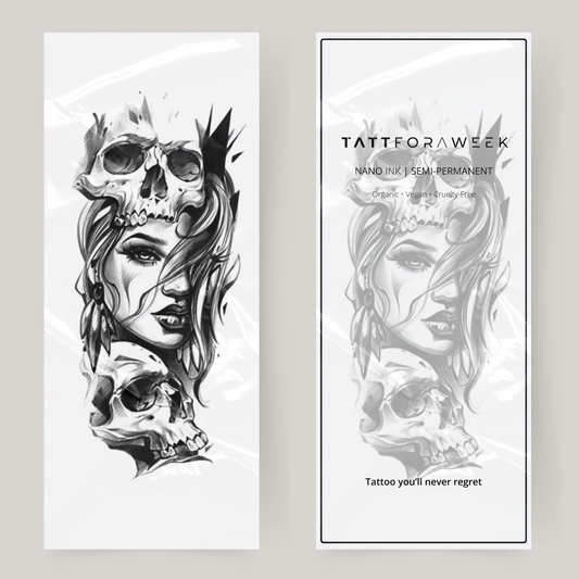 Duży fałszywy tatuaż kobieta i czaszki